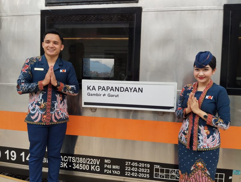 Joyride KA Papandayan di Halaman Stasiun Garut, Kecamatan Garut Kota, Kabupaten Garut, Rabu (24/1/2024).