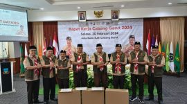 Rapat Kerja Cabang (Rakercab) Gerakan Pramuka Kabupaten Garut Tahun 2024 di Aula Bank BJB Garut, Selasa (20/2/2024).
