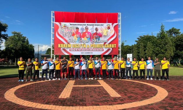 Sinergi Kuat TNI-Polri, Polres Garut Ikuti Olahraga Bersama di Makorem 062/Tn